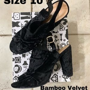 Bamboo Brand Black Velvet Peep-Toe Heels